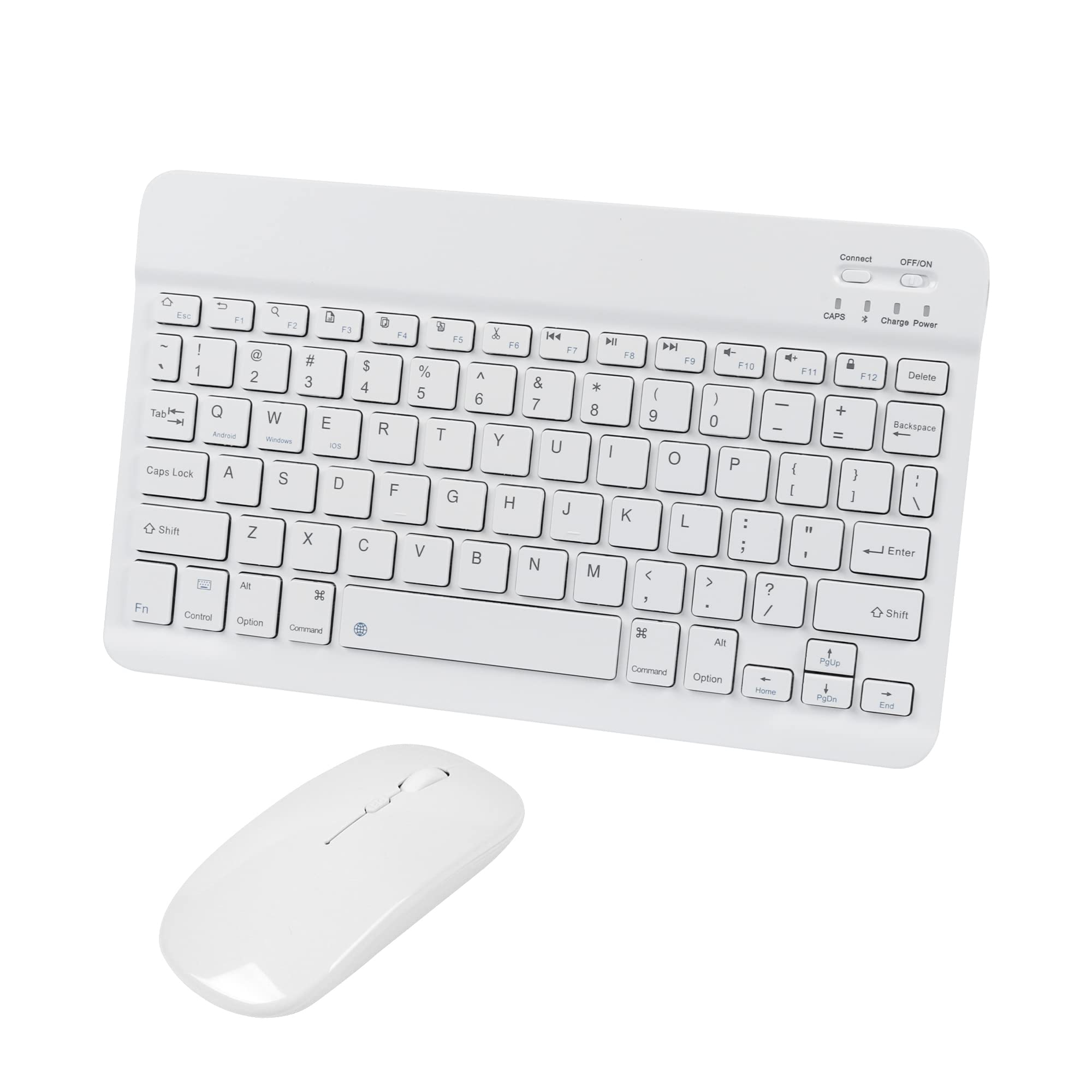 Photo 1 of Bluetooth Wireless Keyboard and Mouse Combo,Ultra-Slim Ergonomic Small Rechargeable Bluetooth Keyboard Mouse Set for Apple iPad iPhone Samsung Tablet Phone Android PC Computer Mac Smartphone(White)