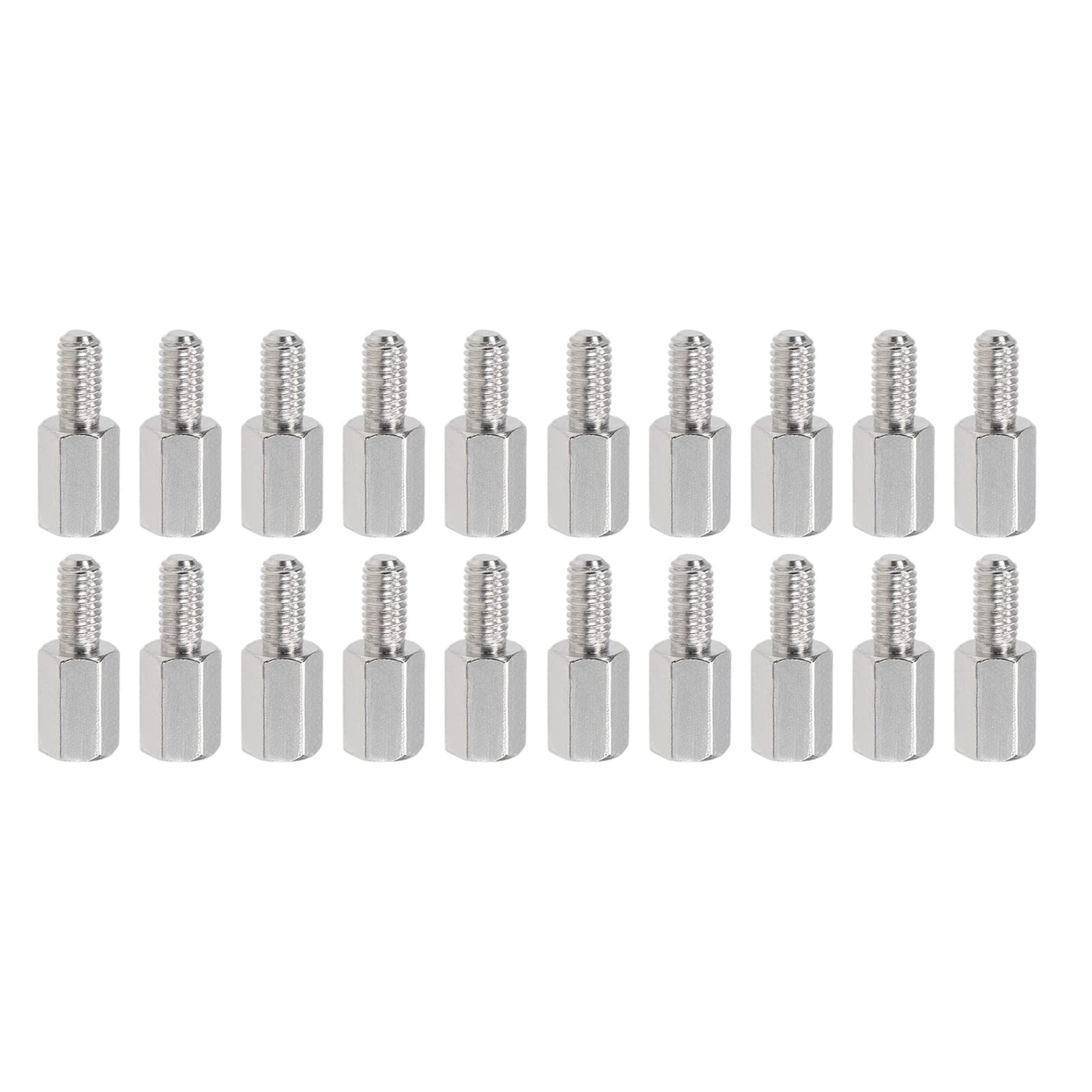 YOKIVE 20 Pcs M3 Standoff Screws, Nickel Plated Hex PCB Standoffs, Keep Height Consistent, Great for Motherboard (Silver Tone, 8mm+6mm)
