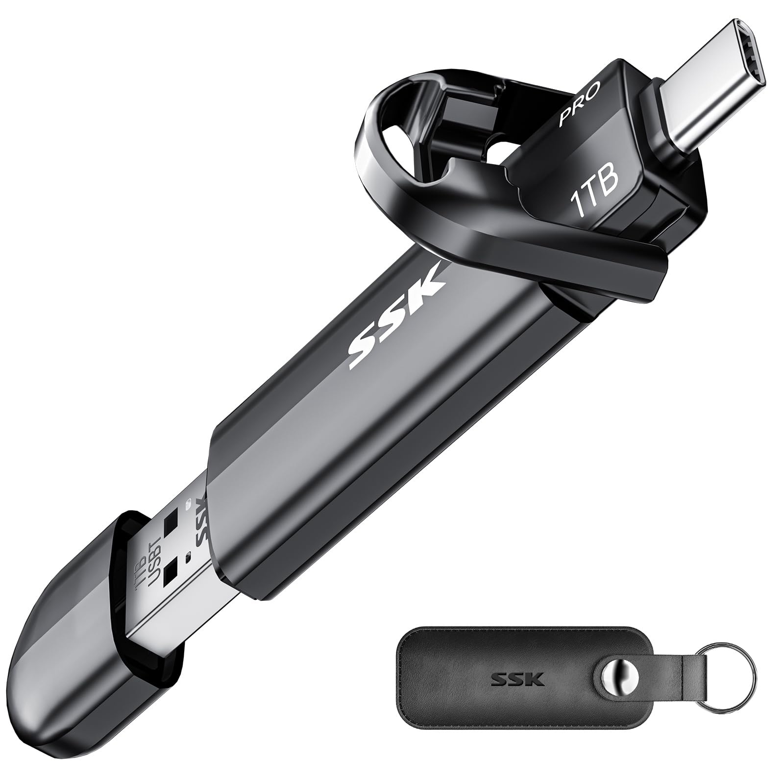 Photo 1 of SSK USB Drive 1TB External SSD, No Speed Drop Portable SSD 1000MB/s, External Solid State Drives in USB for iPhone 15/Pro, Win, Mac, Android Phone