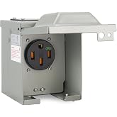 50 Amp 125/250 Volt EV Power Outlet Box, NEMA 14-50R Outlet EV Charging Box | 50A EV Charging Receptacle Outlet,Enclosed Lockable Weatherproof Outdoor Electrical Panel NEMA 14-50R Receptacle,ETL Listed