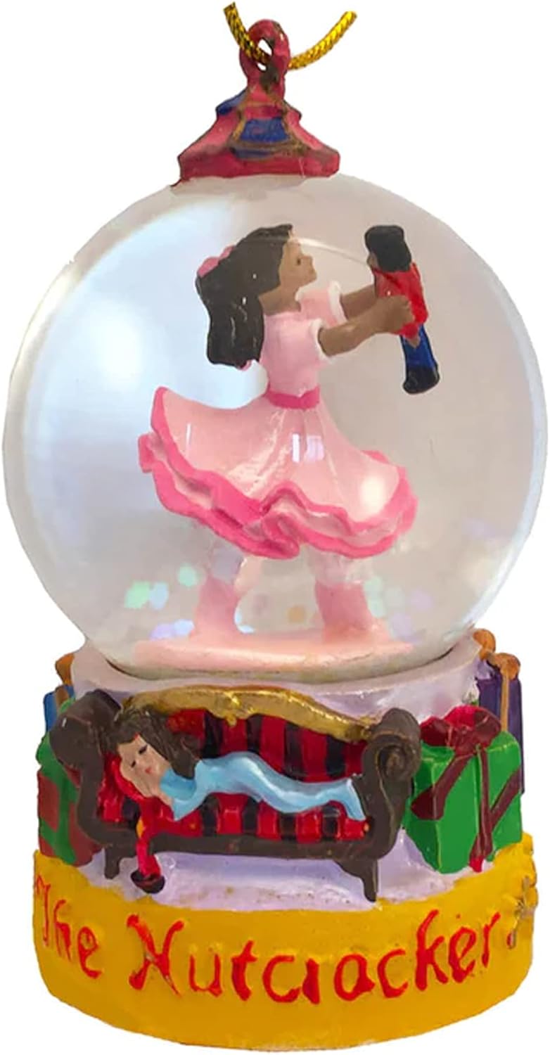 Nutcrackers - Nutcracker Ballet Gifts, Mini Snow Globe Ornament, Nutcracker Ballet Christmas Decorations of an African American Clara, Ballerina Xmas Baubles for Holiday Home Decor, 4.5 Inches
