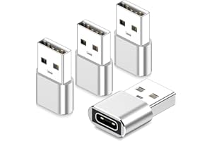 YOOZON USB to USB C Adapter 4 Pack,USB Type C Female to USB A Male Charger Cable Converter for Apple Watch Ultra iWatch 9,for iPhone 15 14 13 12 Pro Max Plus,Samsung S23,for Airpods,iPad,Car,Silver