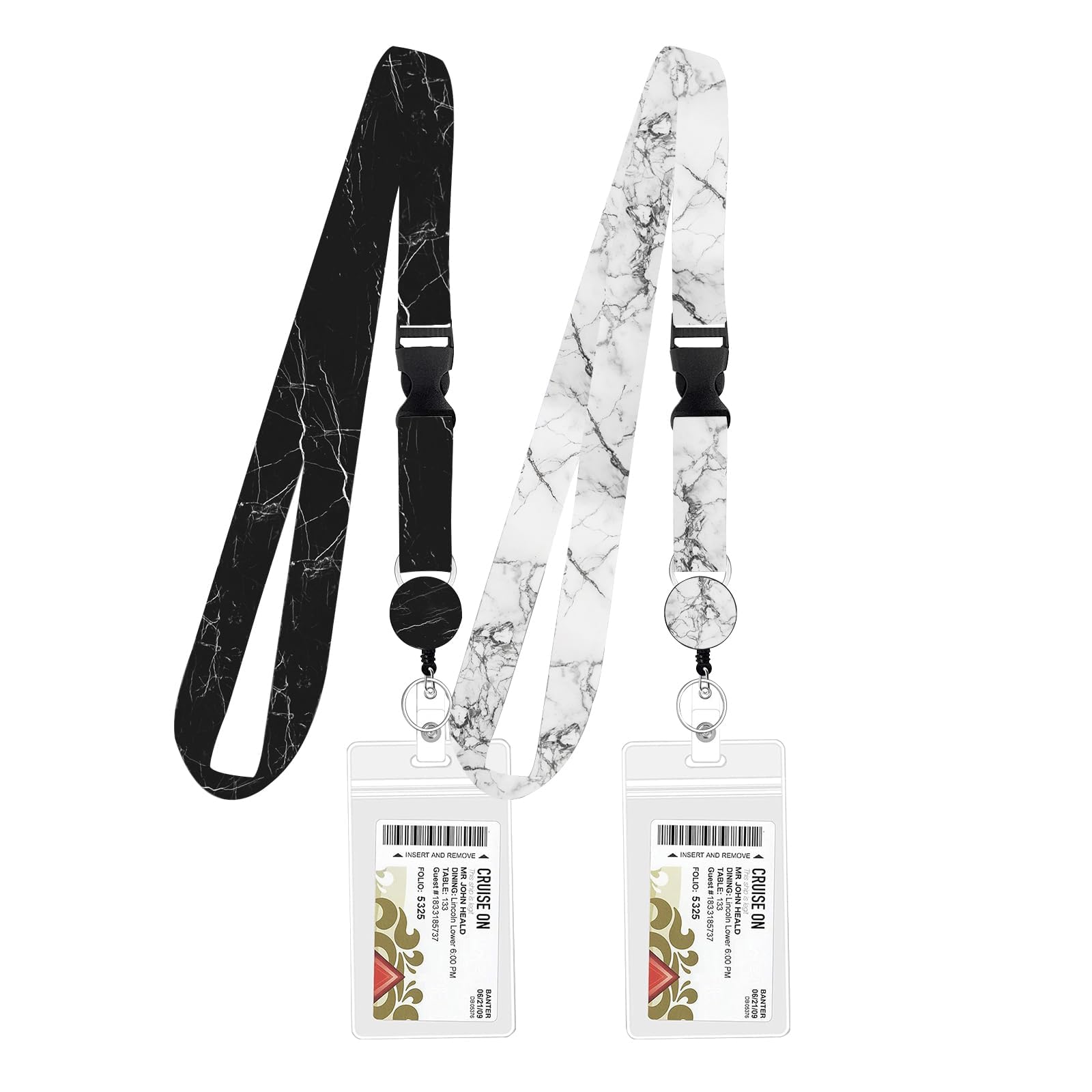 Photo 1 of 2-Pack Waterproof Retractable Lanyards for Cruise Ship Cards, Marble Print ID Card Holder with Detachable Buckle for Royal Caribbean, Carnival, Disney, NCL Cruise Essentials 2025