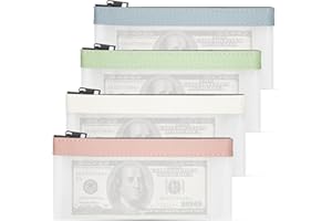 4Pcs Money Pouch With Zipper, Bank Bag, Clear Cash Organizer Envelopes, Multi-Purpose Holder Wallet for Coins and Tools (4 Co