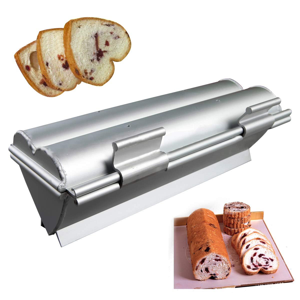 Silver Large Heart Shape Toast Bread Mould Open-Close Style Ripple Toast Bread Cake Mould Decorating Baking Tool