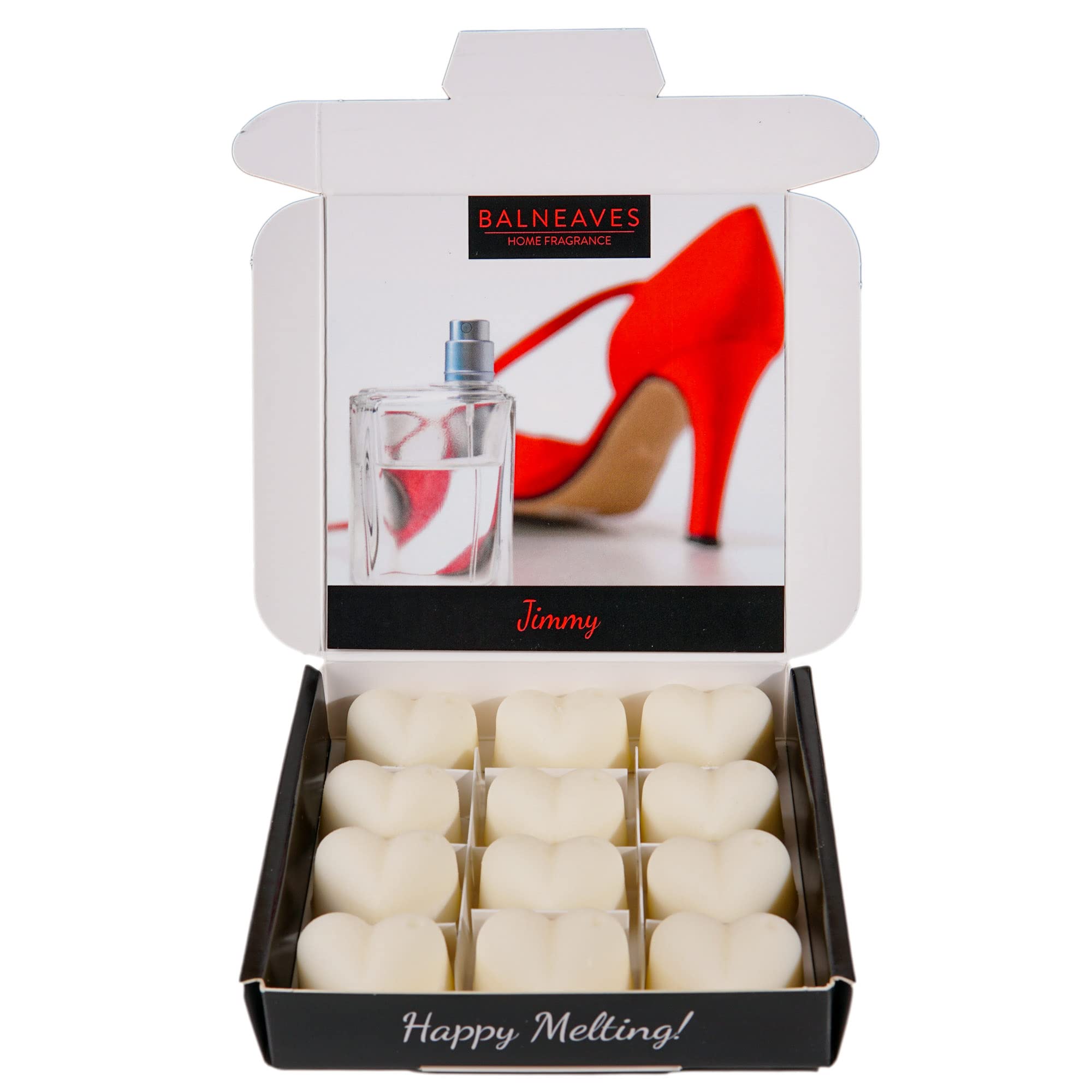Jimmy Wax Melts | Strong Scented Wax Melt Gift Set | 12 x 6g Hearts | Hand Made in The UK | Vegan Friendly | Long Lasting Soy Wax Melt Sample Box