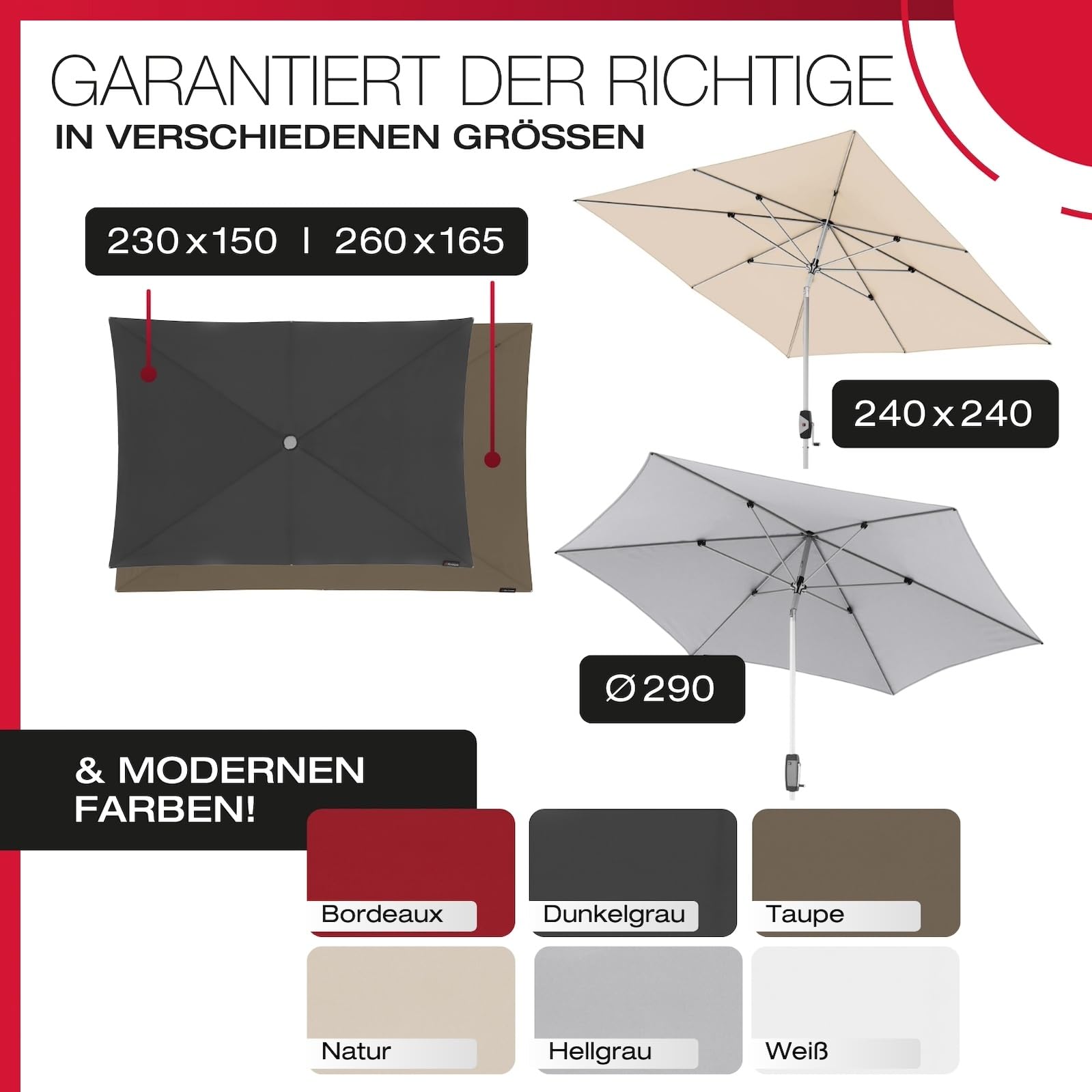 Knirps Automatic Sonnenschirm 240x240cm Dunkelgrau I innovativer UV-Schutz mit automatischem Öffnen & Schließen I stabiler Gartenschirm I Terrassenschirm kompakt I große Schirmfläche 7