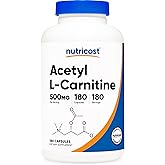 Nutricost Acetyl L-Carnitine (ALCAR) 500mg, 180 Capsules, 180 Servings - Non-GMO and Gluten Free, 1 Capsule per Serving
