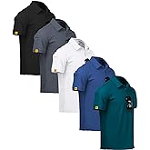 ZITY 5 Pack Mens Polo Shirt Short Sleeve Sports Golf Tennis T-Shirt Moisture-Wicking Summer Shirts