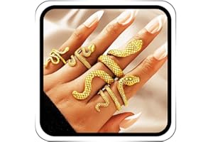 GRAEEN Vintage Snake Knuckle Statement Stackable Ring Reptile Serpent Band Halloween Jewelry for Women