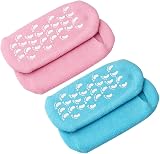 kuou 2 Pairs Soft Moisturizing Socks Gel Lining with Oils & Vitamin E Blue Pink view 2