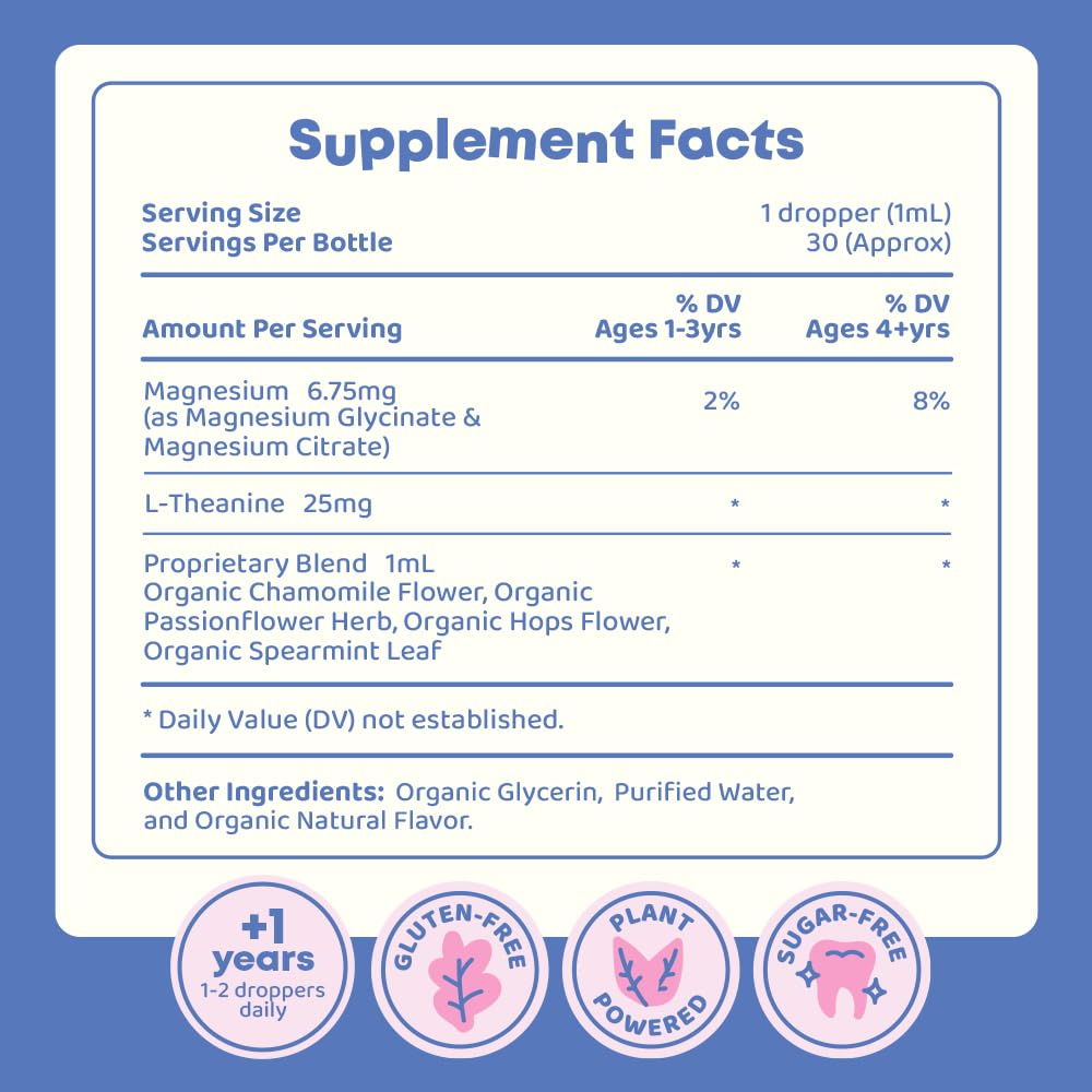 JoySpring Calmify Magnesium Citrate Liquid for Kids - Sugar-Free, Gluten-Free Calming Supplement with Chamomile - Natural Support for Kids & Teens (1 fl oz) 30 Servings