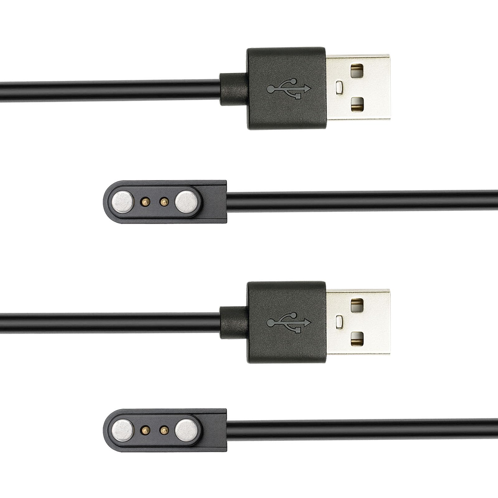LIQBOYU 2-Pack 3.3FT Smart Watch Charger Magnetic 2Pin USB Charging Cable for Veryfitpro Letsfit Willful YAMAY SW023 ID205L SW021 ID205U ID205S SW025 Uwatch 3S
