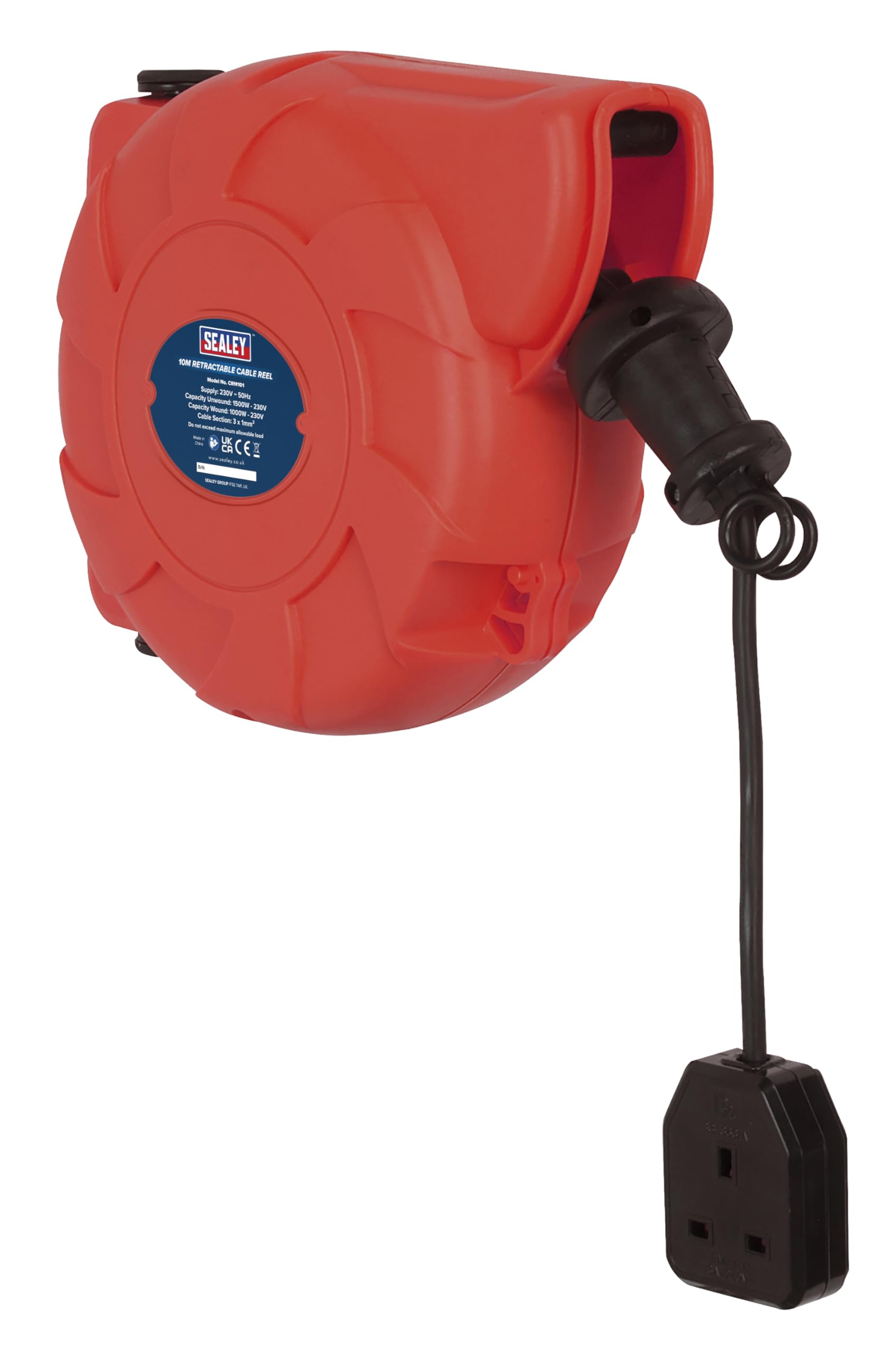 Sealey Crm101 Cable Reel System Retractable 10Mtr 1 X 230V Socket