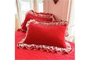2-Pack Ruffle Pillow Cases Milk Velvet Ruffled Pillow Covers Shams Lace Jacquard Floral Decorative Bedding Pillowcases Set St
