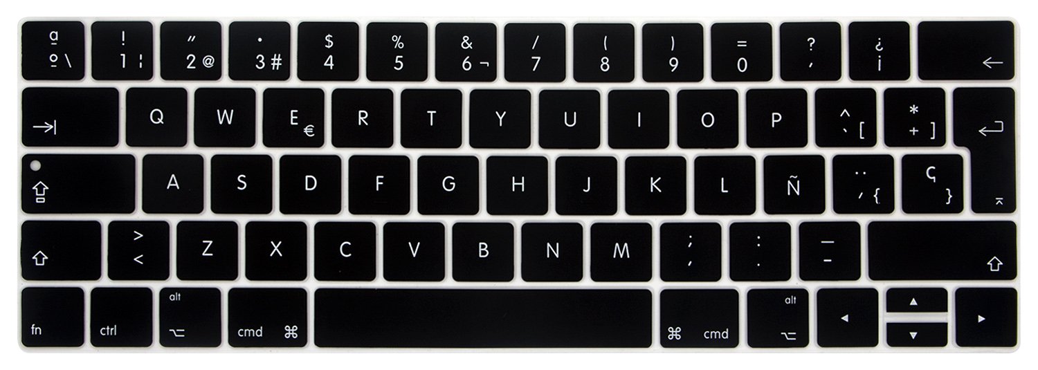 MMDW Spanish Language ESP Silicone Keyboard Cover for MacBook Pro 13 15 inch 2019 2018 2017 2016 with Touch Bar&Touch ID Model:A2159 A1989 A1706/A1990 A1707,European Version