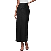 PRETTYGARDEN Long Skirts for Women 2026 Fall Fashion Clothing Faux Leather High Waist Dressy Casual Slit Pencil Maxi Skirt