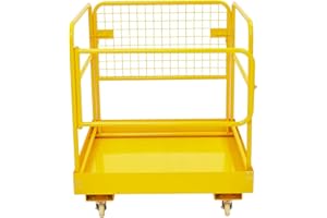43X45 Inch Heavy-Duty Folding Forklift Safety Cage 1400LBS Capacity, Non-Slip Platform, Collapsible Basket for Efficient Aeri