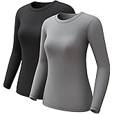 CL convallaria 1 2 4 Pack Women's Thermal Underwear Tops, Women Fleece Lined Long Sleeve Baselayer Shirt for Winter