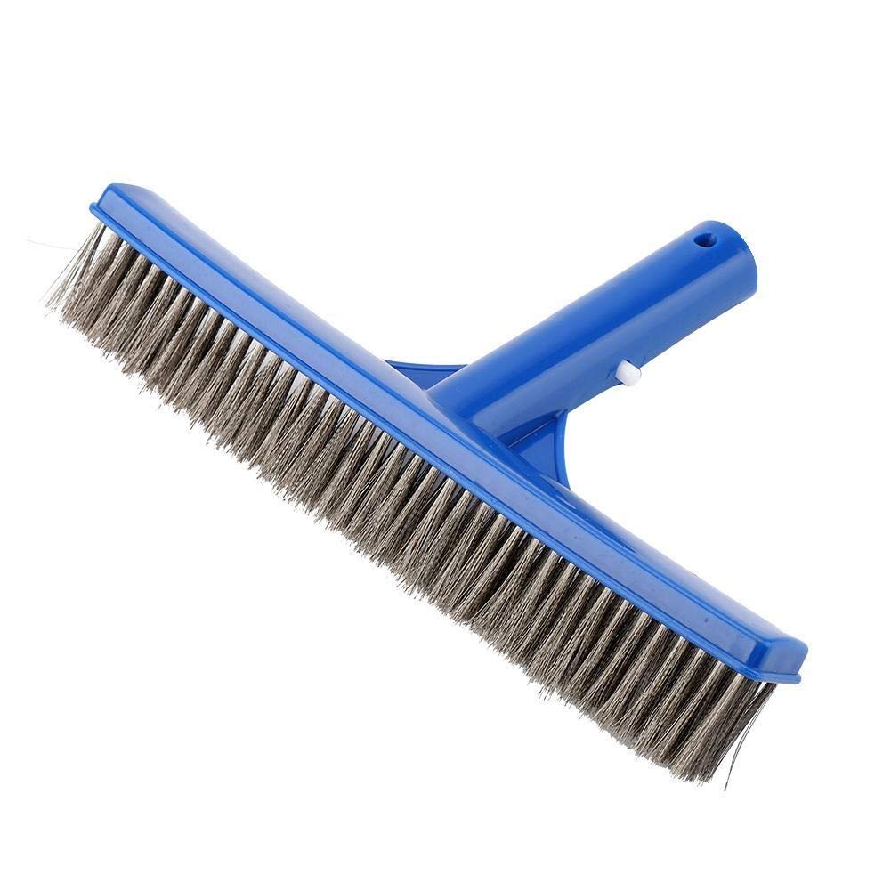 Samfox Swimming Pool Steel Brush, 10In Heavy Duty Pool Brush Head Cleaning Brush Head Walls Cleaning Supplies for Cleans Walls Tiles Steps Floors Tubs