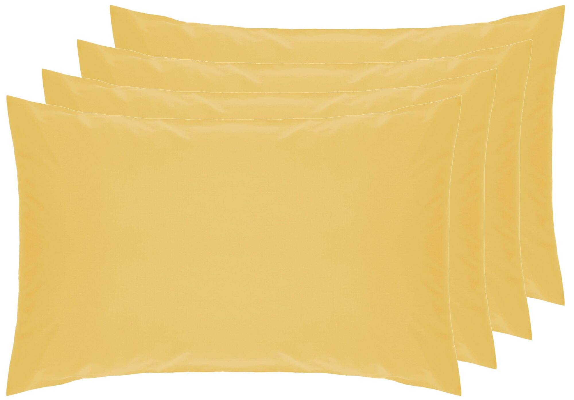 Belledorm 4 PACK Yellow Pillowcases, 7 Year Guarantee, 200 Thread Count Percale (Housewife, Saffron)