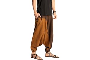THE VESHTI COMPANY Travel Hippie Parachute Pants for Men, Baggy Flowy Pants Lounge Yoga Harem Boho Music Festival Dance Pant