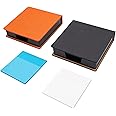 Sticky Notes Holder A9 Transparent Notes Memo Paper Business Office Note Box Sticky Note Dispenser Note Pads Desk Organizer for Work School Desk Organization (Black+ Orange)