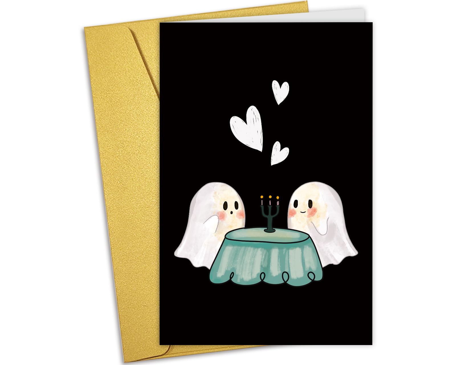 Photo 1 of Nchigedy Cute Halloween Card for Him Her, Ghost Valentines Day Card for Boyfriend Girlfriend, Spooky Anniversary Card for Wife Husband