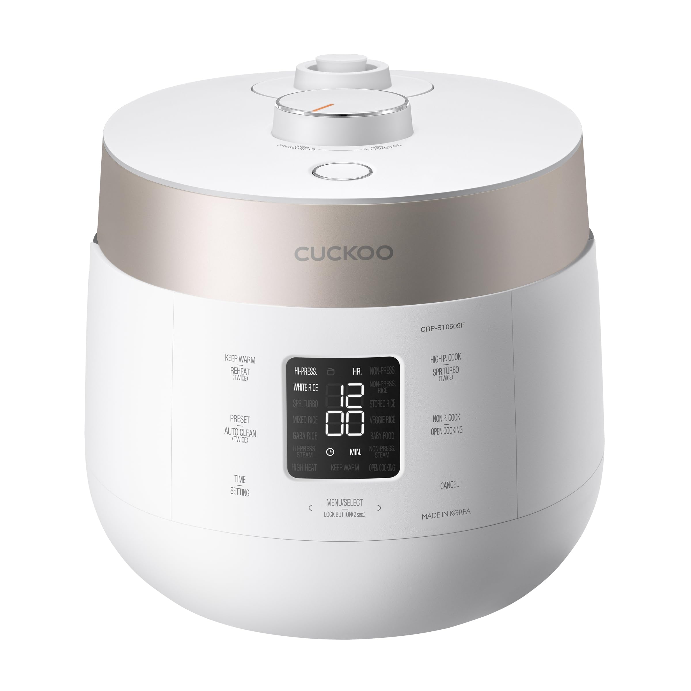 Photo 1 of **NON FUNCTIONAL**CUCKOO Twin Pressure Rice Cooker 6-Cup Uncooked / 12-Cup Cooked with Nonstick Inner Pot, Versatile Rice Maker & Warmer with 16 Menu Options, Open Cooking Mode, Voice Guide, White (CRP-ST0609FW)