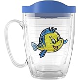 Tervis Disney The Little Mermaid Flounder Made in USA Double Walled Insulated Tumbler Travel Cup Keeps Drinks Cold & Hot, 16oz Mug with Handle, Classic