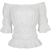 Zhitunemi Pirate Costume Women Top: Renaissance Shirt Women Peasant Blouses Fairy Top - Halloween Costumes for Theme Parties