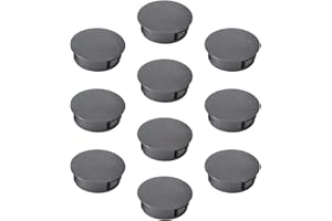Heyiarbeit 30pcs Hole Plugs 30mm/1.18" Nylon Plastic Round Snap in Type Locking Hole Tube Furniture Fencing Post Pipe Insert End Caps Black Tone