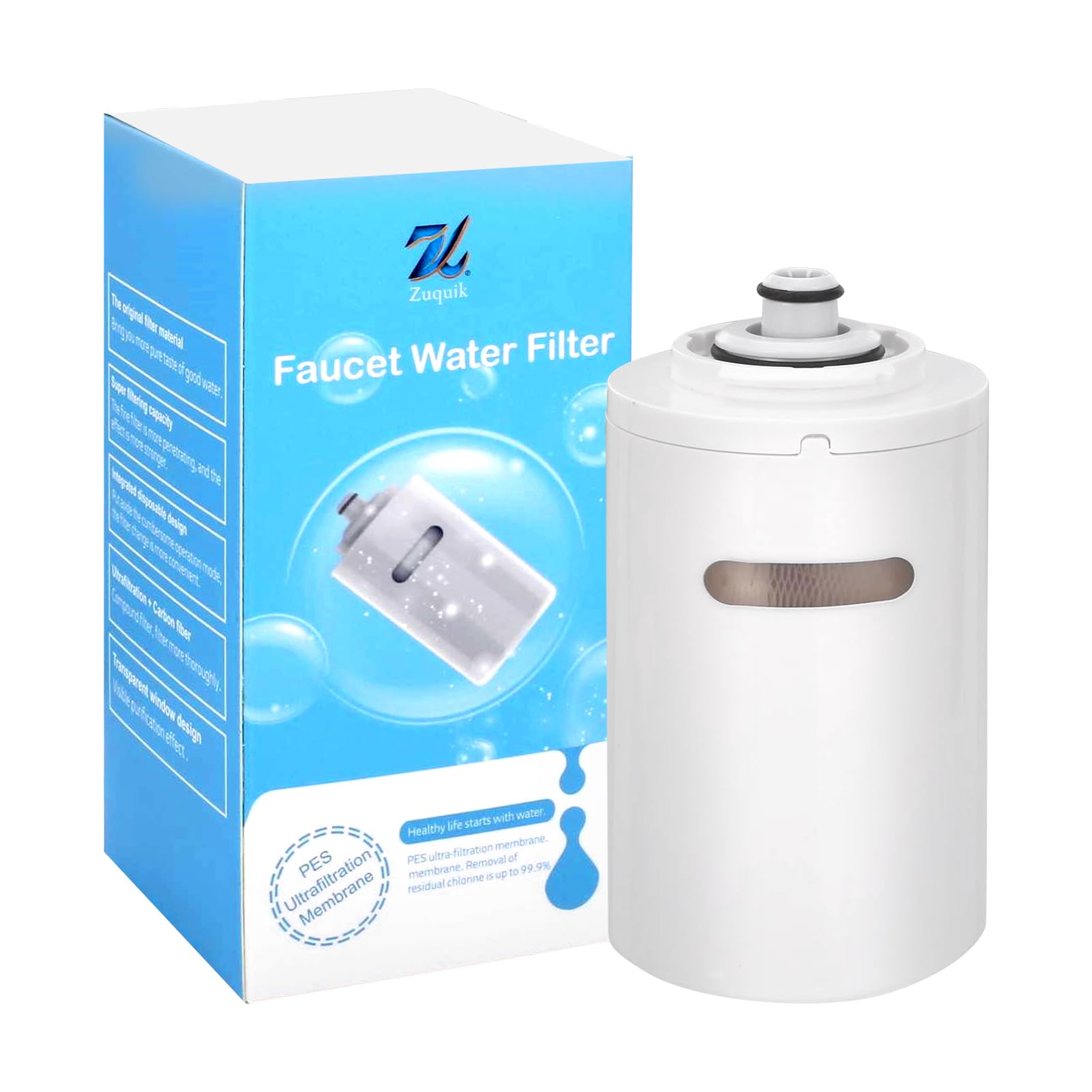 Faucet Water Purifier Cartridge, Faucet Mount Water Filtration System for Tap Water, Water Filter for Kitchen, Highly Efficient Dechlorination Easy Installation
