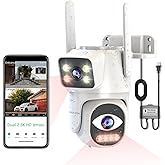 EKOLVOSK Dual-Lens 4G Cameras for Home Security, Pan/Tilt Smart Security Camera-Outdoor/Indoor, Color Night Vision,Motion Tracking,24/7 Recording,2-Way Audio & Siren,IP65,SD/Cloud Storage