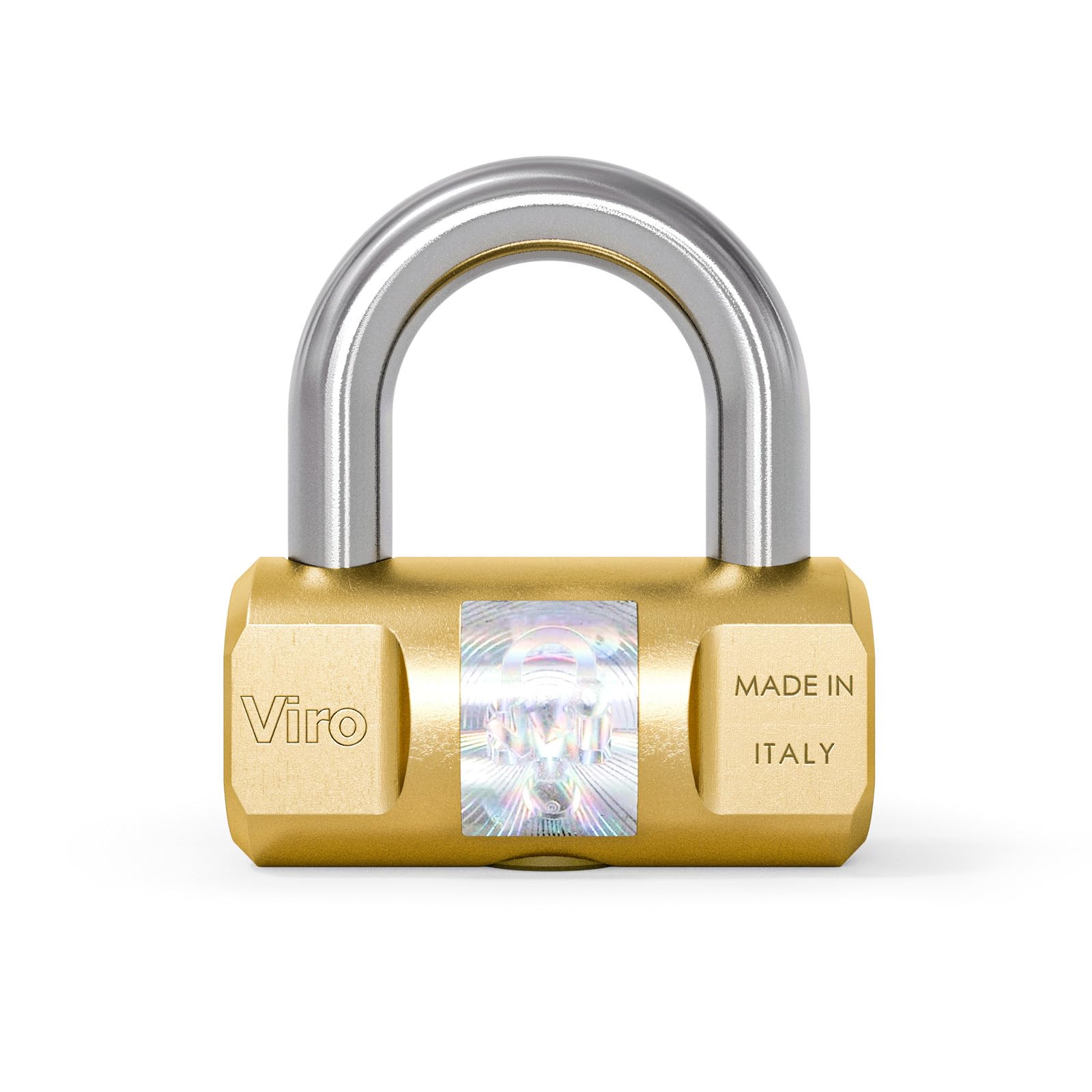 Viro | Cylindrical Padlock, 70 mm Solid Brass Base, Steel Shackle, Snap Closure, 2 Keys Supplied