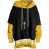 XIAOYAO Men's Fashion Hoodies Techwear Soft Cotton Top Blouse Tracksuits, Unisex Lightweight Patchwork Hip Hop Pullover
