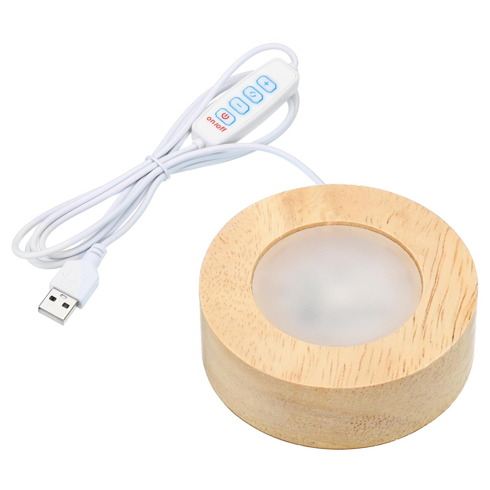 PATIKIL 2.4 Inch Wooden LED Light Base, Wood Light Display Base Stand Lighting with Switch for 3D Crystal Glass Aroma Stone Art, 3 Color Light