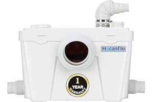 HOCANFLO 500W Upflush Toilet System Macerator Pump, with 4 Water Inlets for Kitchen Sink Bathroom Toilet Waste Water Disposal Pump, Automatic Start Stop, AC 110V High Power Saving Function