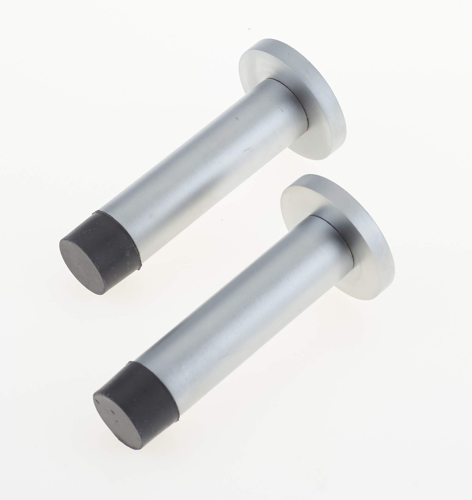 Door Stop Stopper Projection Wall Door or Skirting Mounted Satin Chrome Pack of 2