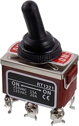 BOJACK RT1321 DPDT Toggle Switch 125V 20A 250V 15A ON-ON 6-Pin Waterproof Cap view 2