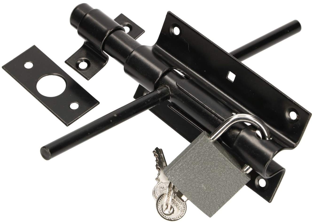 Kotarbau® Door Bolt 100 mm Double-Sided Gate Latch with Padlock Powder Coated Black