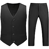 Boys Vest Suits 2 Piece Outfit Tuxedo Set for Kids Size 4-14 Formal Suit for Boys with Vest and Pants Set Slim