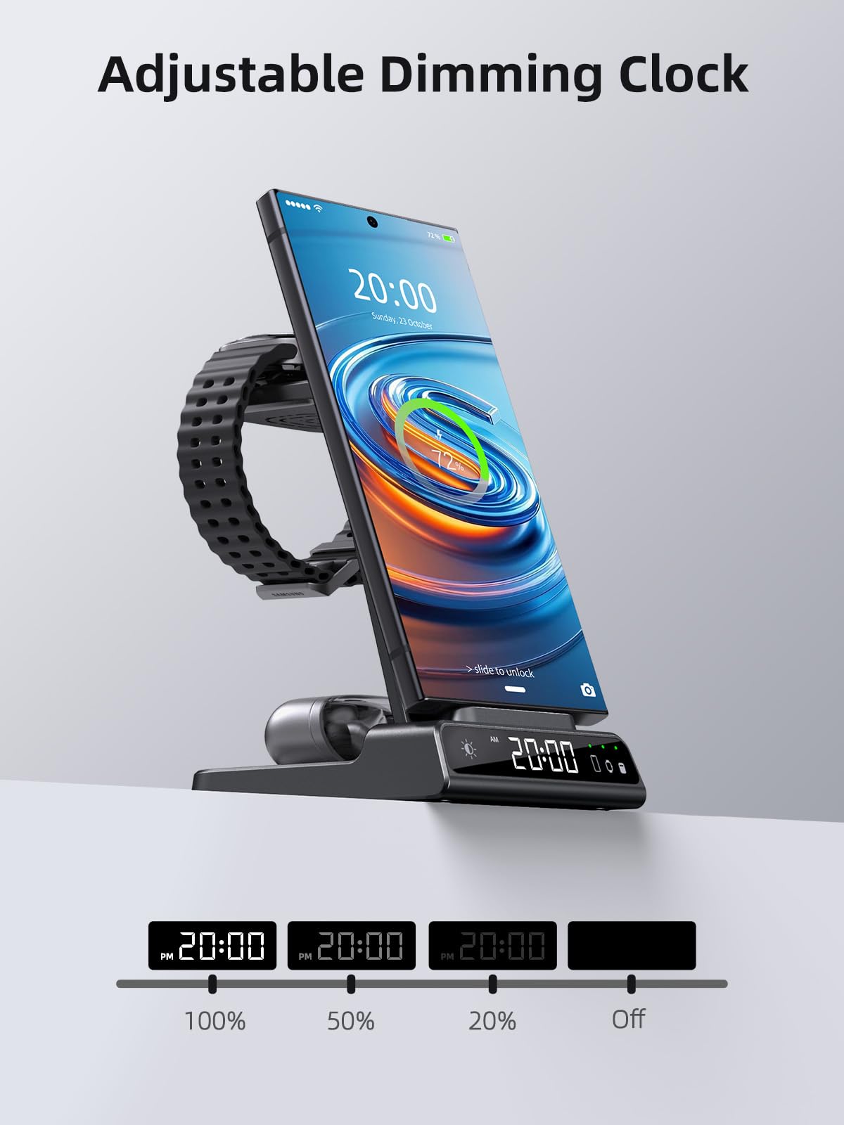 Wireless Charger für Samsung Ladestation für Galaxy S26 Ultra, Induktive Ladestation für Samsung Galaxy Watch Ultra/8/7/6, Kabelloses Ladegerät für Galaxy S26+/S25/S24/Z Flip 7/Z Fold 6,Galaxy Buds 4