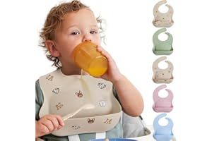 MIGHTY MONKEY BPA Free Waterproof Silicone Feeding Bib, Baby and Toddler Adjustable Food Catcher, Dishwasher Safe Bibs, Eating Drinking Essentials for Boy, Girl, Drooling Teething Babies, Dog Print