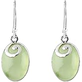 DEVMUKTI 925 Sterling Silver Earrings, Genuine Green Prehnite Gemstone Earrings Dainty Handmade Statement Bohomian Jewelry Minimalist Bridal Earring Birthday Gift for Women