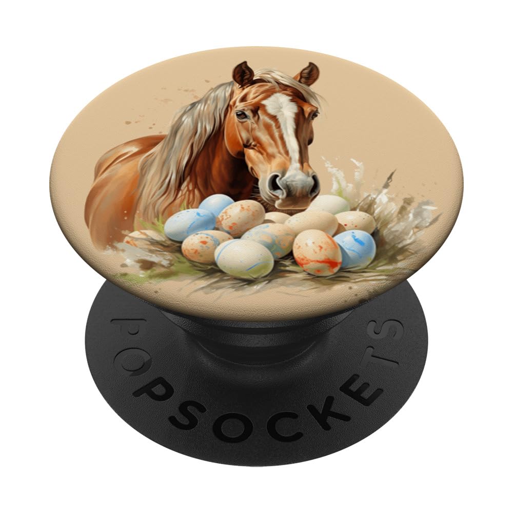 Horse Portrait Easter Egg Equine Pony Watercolor PopSockets Swappable PopGrip
