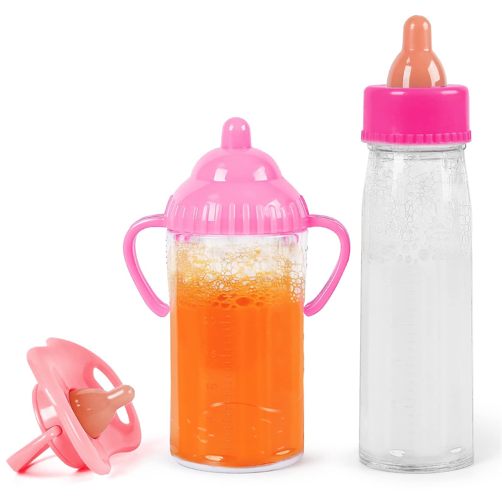 Vollence Magic Baby Doll Bottles,Magic Doll Disappearing Milk and Juice,Baby Doll Accessories Toy Baby Doll Feeding Set