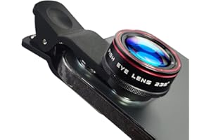 BOYSINGLENS Phone Camera Lens, Clip on Cell HD Phone Fisheye Lens kit, 235° Fisheye Lens ，for Most iPhone Android Samsung Phones and Smartphones