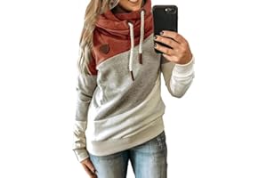ZWRXW Sweatshirts for Women Trendy Patchwork Cowl Neck Hoodies Loose Fit Pullover Tops Leopard Camo Thermal Fall Blouses