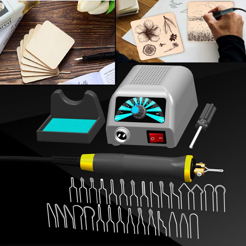 Wood Burning Kit 30Pcs,Pyrography Pen Tool Kit 60W Adjustable Temperature Soldering Pyrography Wood Burning Set Tool Pen and Accessories for Adult Starter Beginner Craf